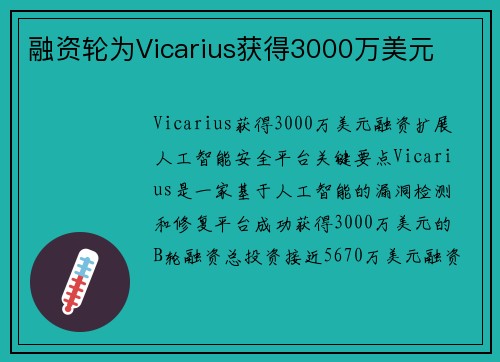 融资轮为Vicarius获得3000万美元 
